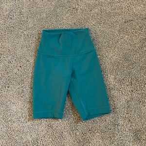 Teal lululemon biker shorts